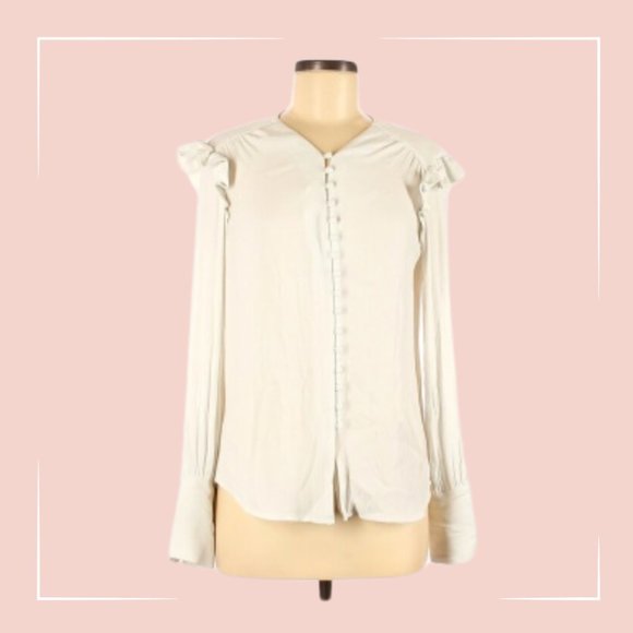 MNG Long Sleeve Blouse | Ruffles, Button Down, Dressy - Picture 1 of 3